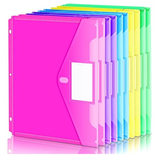 Forvencer Binder Pocket, 10 Pack Super Heavyweight Poly Binder Pocket with Hook and Loop Fasteners Closure, Binder Folders Side Loading, 3 Ring Binder Pocket, Letter Size, Assorted Colors