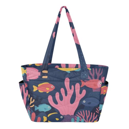 Image of SyXIOP Tote Bag for Women Everyday Shoulder Bag Vibrant Coral Reef