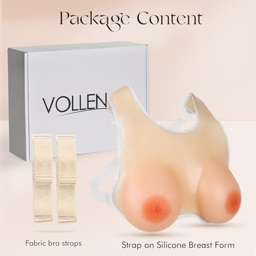 Vollence Strap on Silicone Breast Forms Fake Boobs for Mastectomy Prosthesis Crossdresser Cosplay - Nude4