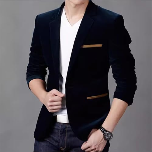 Mens Velvet Blazer Notch Lapel Business Daily Blazer for Men One Button Slim Fit Sport Coat4