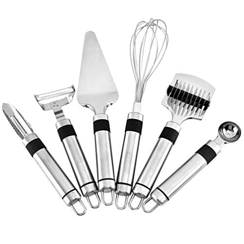 6Pcs Küchengerät Küchenhelfer Einschließlich Eggbeater Schneebesen Schäler Reibe Obst Schaufel Spatel Kuchen Schaufel Edelstahl Backwerkzeug
