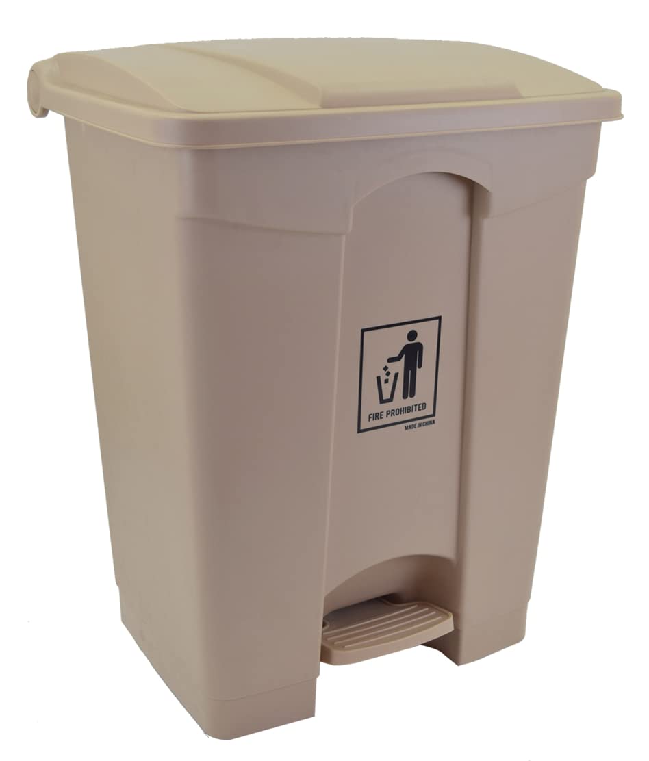 Lacot 45 Ltr Plastic Garbage Bin with Pedal, Step on Waste Bin (Beige)