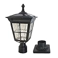 Kemeco ST4311AQ LED Cast Aluminum Solar Post Light Fixture with 3-Inch Fitter Base for Outdoor Garden Post Pole Mount (Black, Lamp)