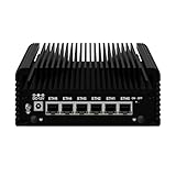 ROUAFWIT Micro Firewall Appliance, Lüfterloser Mini PC N97 4Cores/4Threads, 6X 2.5 GbE i226-V LAN,AES-NI,DDR5 Barebone Router Netzwerk Sicherheit USB3.2/Type-C/2HD/Drei-Monitor-Setup/TF