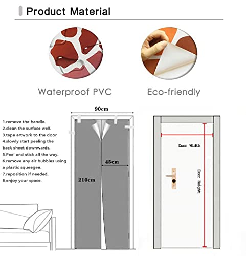 JFEDMN Carta Parati Porta Rimovibile 90X210Cm
