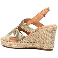 XTI, Sandalias con cuña Mujer, Dorado (45186), 39 EU