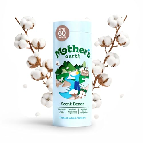 Mothers Earth Umweltfreundliche Duftperlen Frische Baumwolle Duft Wäscheduft für langanhaltende Frische Frei von Plastikverpackung optischen Aufhellern & synthetischen Farbstoffen Biszu 12 Wochen