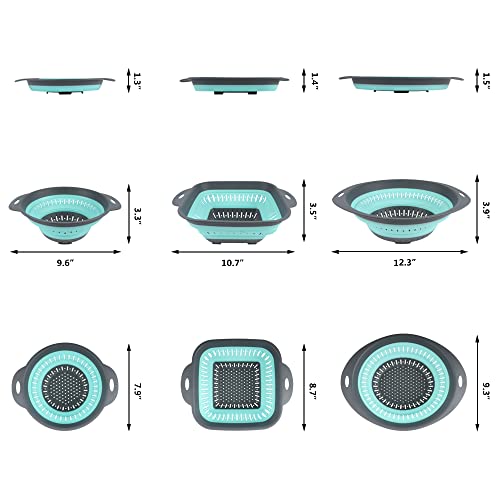 Vech Collapsible Colander 3 Sets Silicone Collapsible Strainer Colander Bowls For Washing Fruit Food And Vegetable Washer Kitchen Folding Strainers 3 Quart To 5 Quart Bpa Free Dishwasher Safe (Green) #TOP1