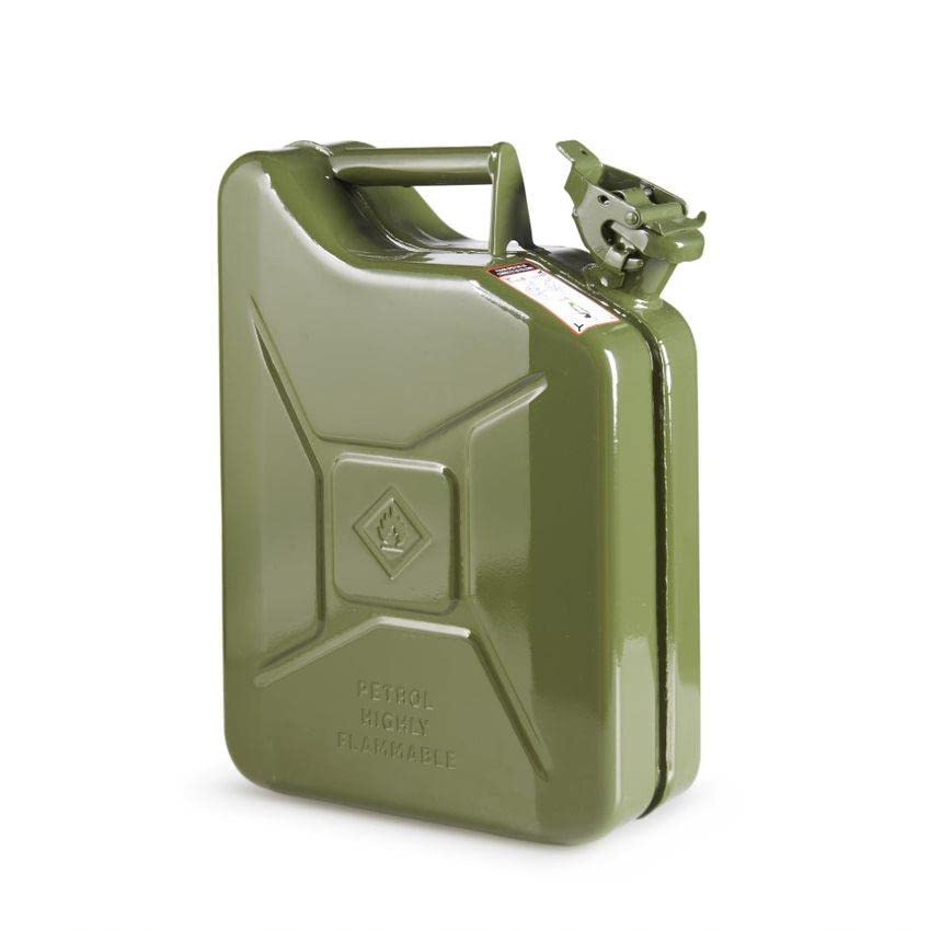 Invopak 10 Litre Metal Jerry Can UN Approved Can for Petrol Diesel Fuel in Green