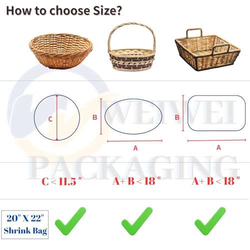 Image of Weiwei - 100PCS 20x22 inch Odorless PVC Heat Dome Shrink Wrap Bags 100 Gauge