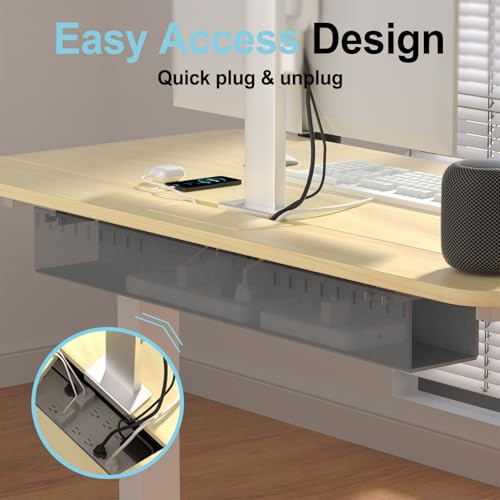 Image of Electric Standing Desk,48x24 Inch Adjustable Height Sit Stand Desk with Cable Management Tray,with Memory Presets Ergonomic Computer Desk for Home Office /Gaming /Workstation,Light Wood