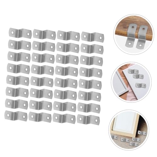Image of 50pcs Corner Code Hardware Hook Z Offset Clips Picture Frame Corner Brackets Z Clips Z Bracket Canvas Clips Spacers Fastener Framing Brackets Corners Trim Clips Hang Iron Silver