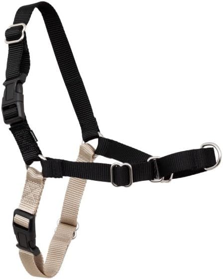 PetSafe Easy Walk Harness, No-Pull Walking Harness for Dogs, Adjustable Fit, Includes 1.8m Lead, Large-Black/Beige