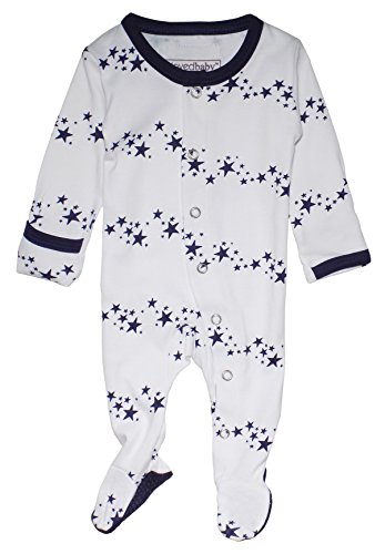 L'ovedbaby Unisex-Baby Organic Cotton Footed Overall (0-3 Months, Navy Stars)