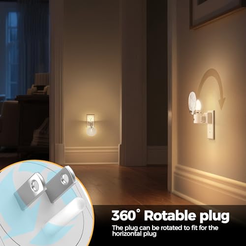 Image of DORESshop LED Night Light, Glass Shell Night Lights Plug into Wall, 3 Level Brightness Adjustable Plug in NightLight with 360 Rotatable, Dusk to Dawn Sensor Nightlights for Adults, Bedroom, 3000K