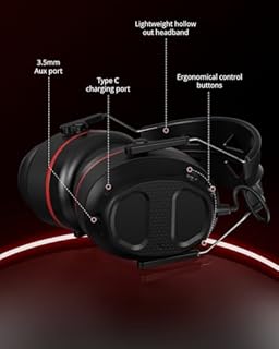 Doohoeek Bluetooth 5.4 Ear Defender, Wireless Hearing Protector Earmuffs with 1200mAh Rechargeable Battery, SNR 30dB Noise Cancelling Headphones, Adjustable Headband with Microphone (UK)
