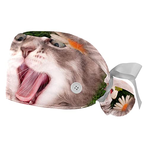 Chapeaux bouffants chat : casquettes de travail ajustables anti-transpiration