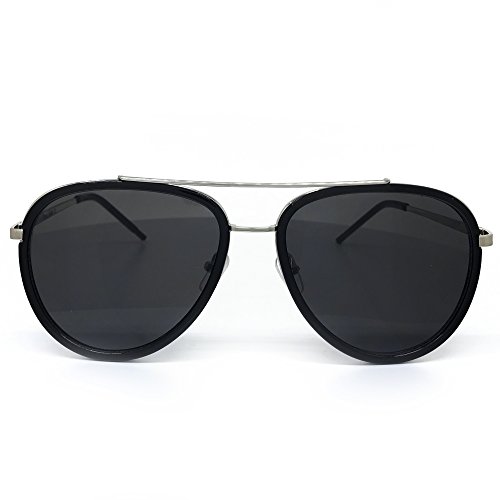 66449 Premium Aviator Vintage Hippie Retro Womens Mens Sunglasses (BLACK/ SILVER FRAME, Premium Aviator)2