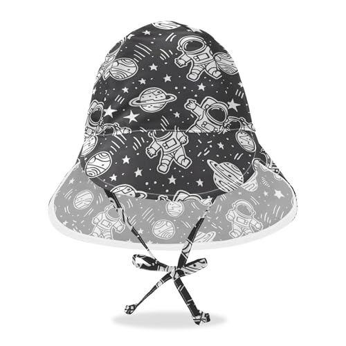 Astronaut Black Doodle Kid Sun Hats Boys Caps Baby Girls UV Protection Adjustable Traveling Swim