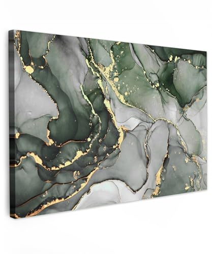 MuchoWow© Impression sur Toile Peinture 120x80 cm Tableau Mural Decoration Salon Reproductions de Tableaux Murale Moderne Marbre - Vert