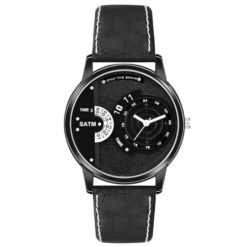 Image of Acnos 4 Diffrent Watch Pack of 1 Leather Belt Black Belt Analog Watch