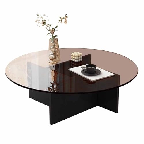 Table basse ronde en bois pour salon et bureau à domicile style rustique