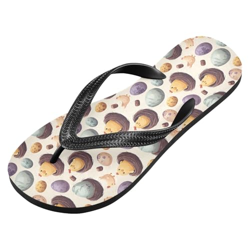 ALAZA Chicken Nest Eggs Flip Flops for Women Fashion Beach Slippers Comfort Mens Flip Flops Non-Slip Rubber Shower Slippers Sandal for Hotel Travel Sport,XS2