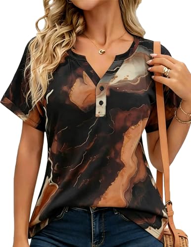 MioRoim Womens Summer V Neck Tops Texture Pattern Blouses Casual Classic T-Shirts 2026