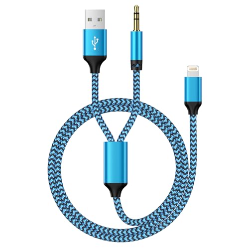 Aux Kabel iPhone Auto, 2 in 1 Lightning auf 3,5mm Klinke Kabel und Laden Ladekabel, Audio Ladekabel f&uuml;r iPhone 14 Pro/14 Plus/14/13/12/11/SE/XS/XR/X/8, iPhone Aux Kabel f&uuml;r Auto/Kopfh&ouml;rer/Lautsprecher