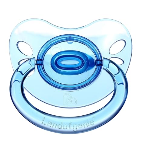 Image of Landofgenie Large Shield Adult Size Pacifiers Butterfly Shape Transparent Design Pacifier Blue