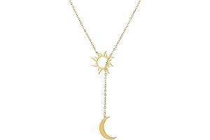 Sun & Moon Crescent Y Necklace, Minimalist Jewelry
