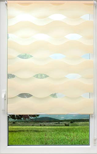 Sunlines Welle Klemmfix, Creme, 100 x 150 Doppelrollo, PES, 100 x 150cm