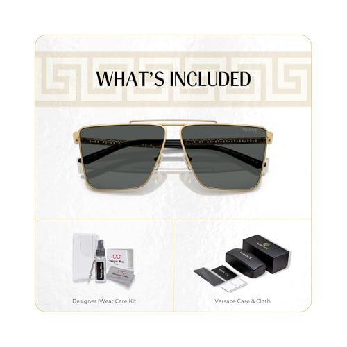 Versace VE2266 64MM Square Sunglasses For Men +BUNDLE with ACCESSORY EYEWEAR KIT2