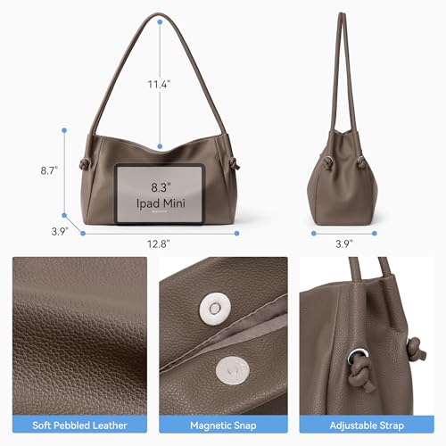 Image of BOSTANTEN Shoulder Bag for Women Pebbled Vegan Leather Purse Soft Handbag