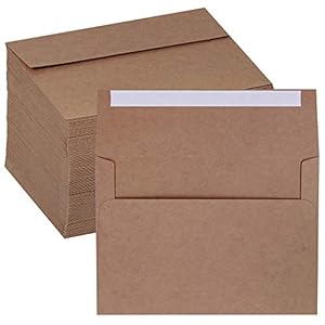 Supla 150 Pcs A7 Invitation Envelopes in Brown Kraft Peel & Seal Self Seal 5 1/4 x 7 1/4 Envelopes 100lbs. Paper Stock…