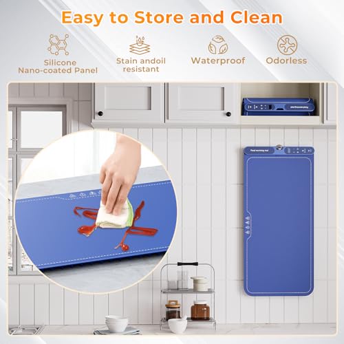 Warming Mat for Food Extra Large 32"x15", Electric Silicone Food Warmer Trays for Chafing Dishes & Buffet,Portable Countertop Food Warmers for Parties, 7-Level Temp 8-Hour Timer, Blue #5