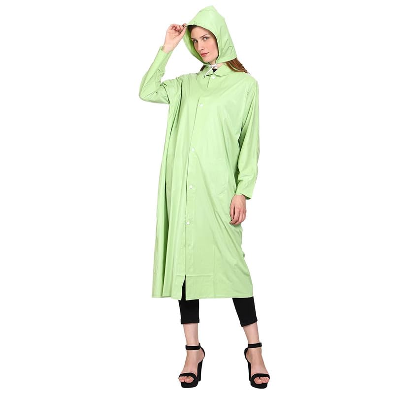 Women|Girl's Waterproof|SnowProof Raincoat|Rainsuit|Barsaati with Cap (Green)-image-21