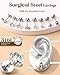 Hypoallergenic Cartilage Earrings for Women 20G Helix Piercing Jewelry Earring Flat Back Surgical Stainless Steel Gold Stud Hoop Cartilage Earring Set Daith Tragus Conch for Multiple Piercing Single