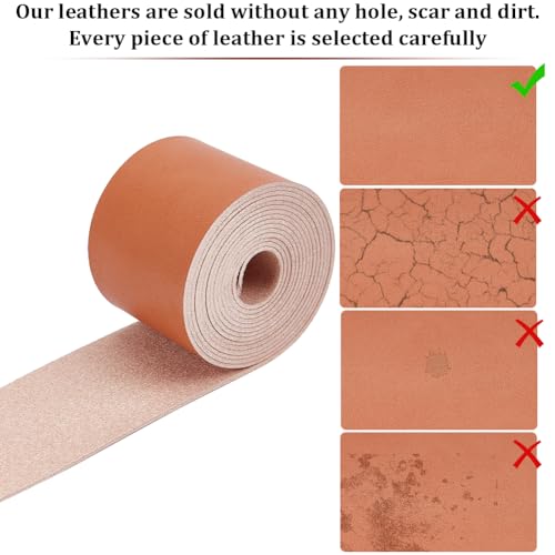 GORGECRAFT 2m x 50mm Wide Leather Strap Full Grain Genuine Leather Strips Flat Leather Cord Lychee Grain Threads Rope for DIY Crafts Belt Bracelet Necklace Jewelry Making Tooling Workshop, Chocolate