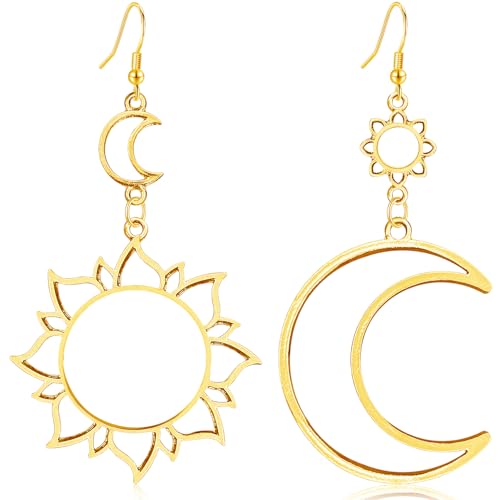 Lightweight Bohemian Big Long Asymmetric Hollow Sun Moon Dangle Drop Earrings For Women - Main Image