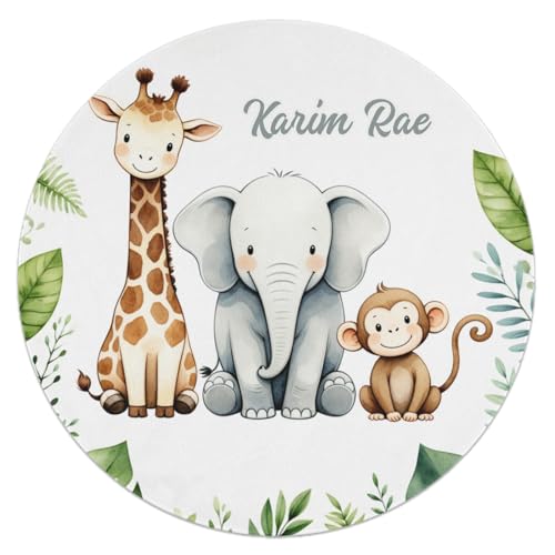 Tapete de área redondo personalizado para bebé Safari miniatura 2
