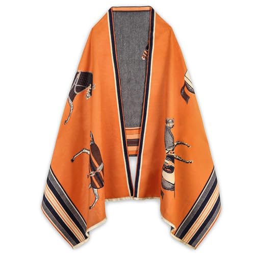 EXTREE Scarfs for Women Pashmina Silky Shawl Wrap for Evening Dressing Blanket Open Front Poncho Cape Aab-orange