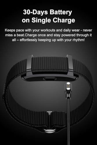 Image of Premium Metal Fitness Band 50-Day Battery SpO2 Heart Rate AI Health (Black)