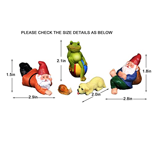 Fairy Garden Accessories, Fariy Garden Kit- 5Pcs Resin Funny Miniature Gnomes/Frog/Dog/Snail Figurines Set Gift- Ideal For Miniature Garden/Dollhouse/Succulent Pot/Microlandscape/Home Decor. #TOP6