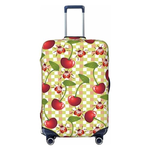 Cherries and Ladybirds Luggage Cover Anti Scratch Dirt Waterproof Elastic Travel Luggage Cover Protector Suitcase Cover for Suitcase Tsa Approved Fit 18-32 Inch Luggage