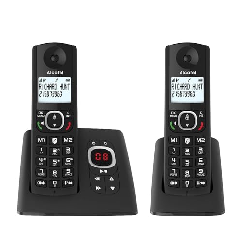 ALCATEL F530 Voice Dúo   Teléfono Inalámbrico DECT con Contestador   Gran Pantalla Retroiluminada   Manos Libres   Bloqueo de Llamadas   2 Teclas de Memoria Directa   2 terminales   Negro