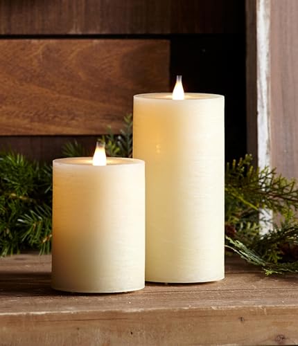 Contemporary Home Living Set of 2 Cream White Flameless Battery Operated LED Pillar Candles 5