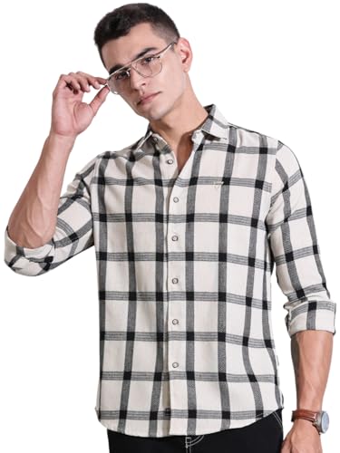 Image of Thomas Scott Men's | Checks | Full Sleeve | Slim Fit | 100% Cotton | Spread Collar | Casual Shirt