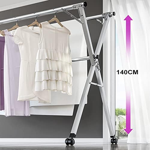 Portable Clothes Drying Rack, Foldable Garment Stand with Wheels, Double Layer Floor Drying Tower, Large Laundry Dryer for Indoor/Outdoor Use（B,2.4m）