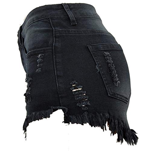 chouyatou Women's Stretch Fit 5-Pocket Irregular Frayed Hem Mini Denim Jean Skirt3